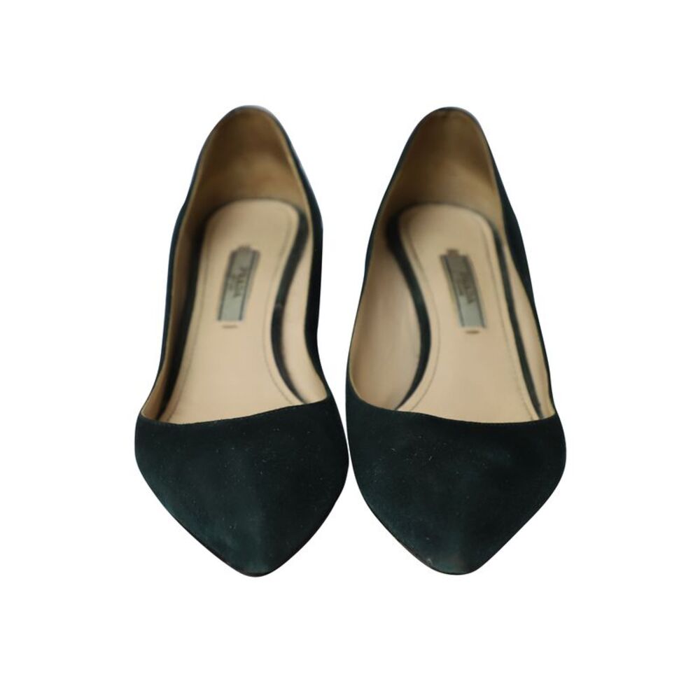 Prada Cone Heel Sandals in Green Suede - Picture 2 of 7